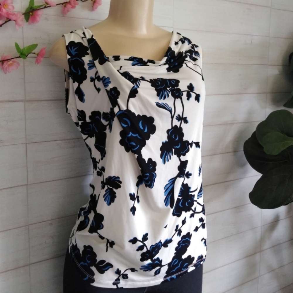 Ivanka Trump flower wide sleeve tank blouse size small